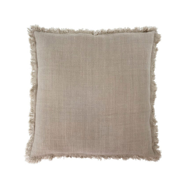crown and birch indaba frayed edge pillow light grey front