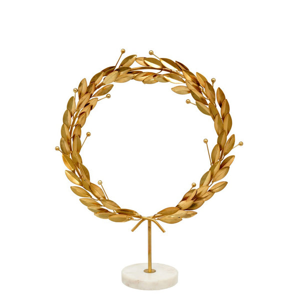 crown and birch grecian wreath on stand