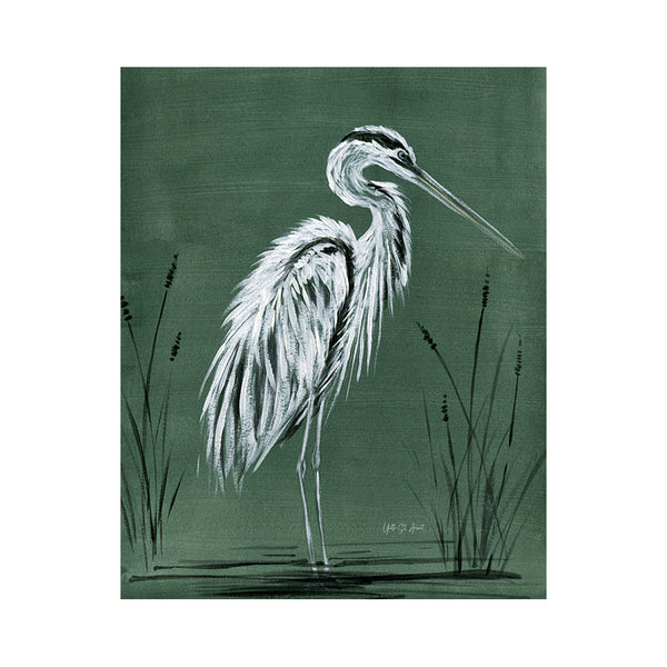 crown and birch green crane frame canvas front