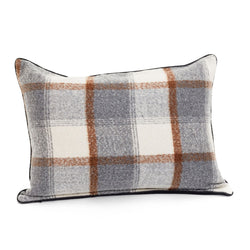 crown and birch grey and brown plaid cushion 18x24