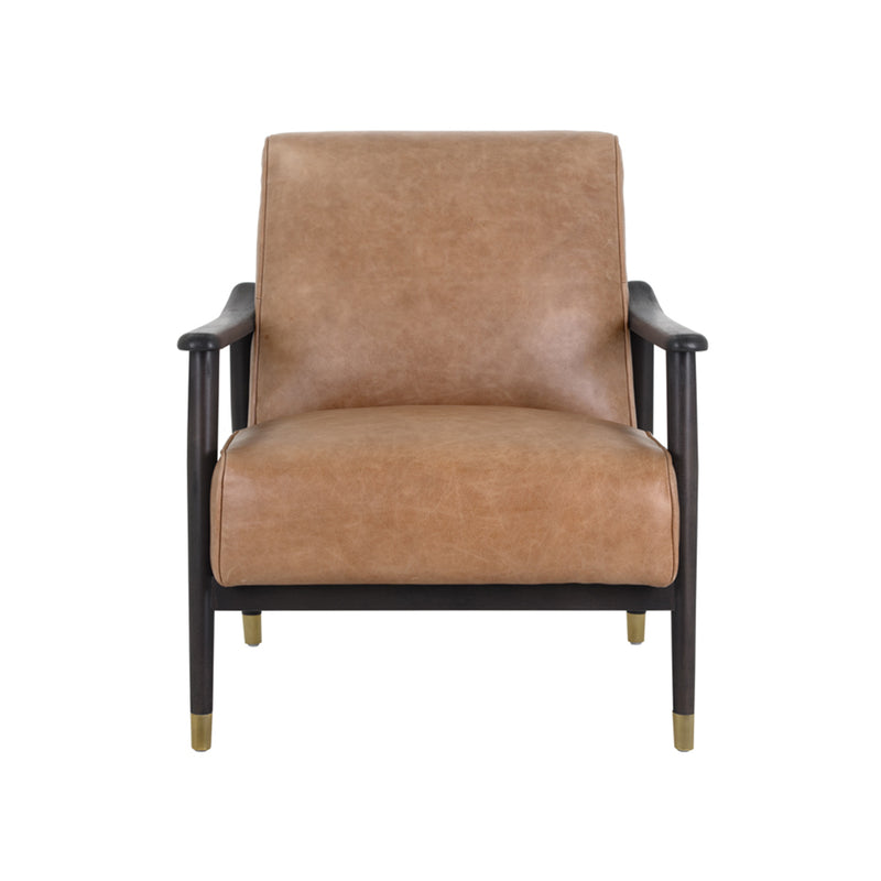 crown and birch keelan lounge chair camel front