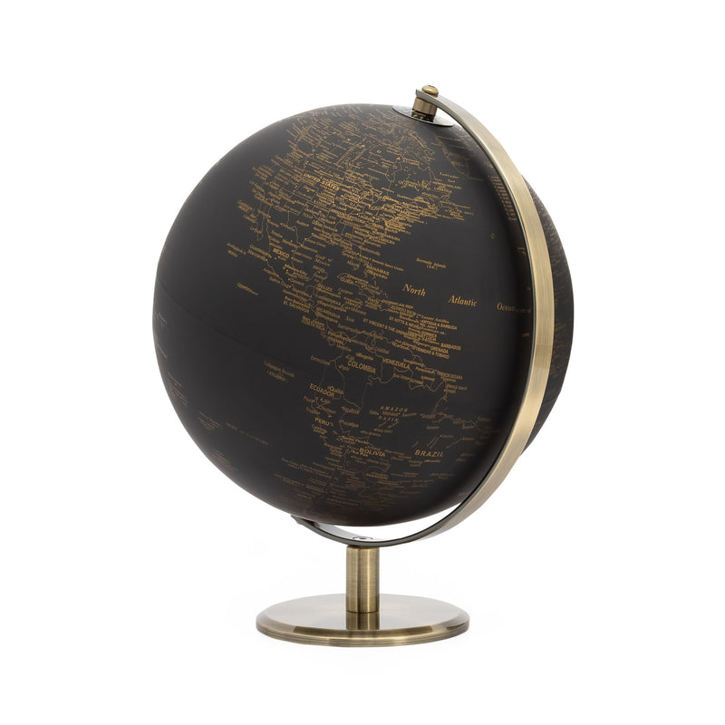 crown and birch latitude vintage black world globe front