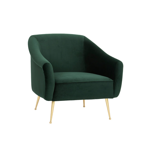 crown and birch megan occasional chair forest green angle