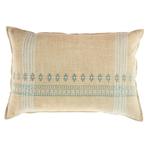 crown and birch mehki embroidered pillow blue front