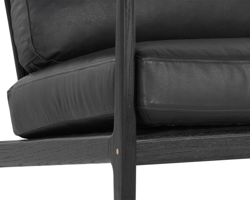 crown and birch millie occasional chair black leather cushion