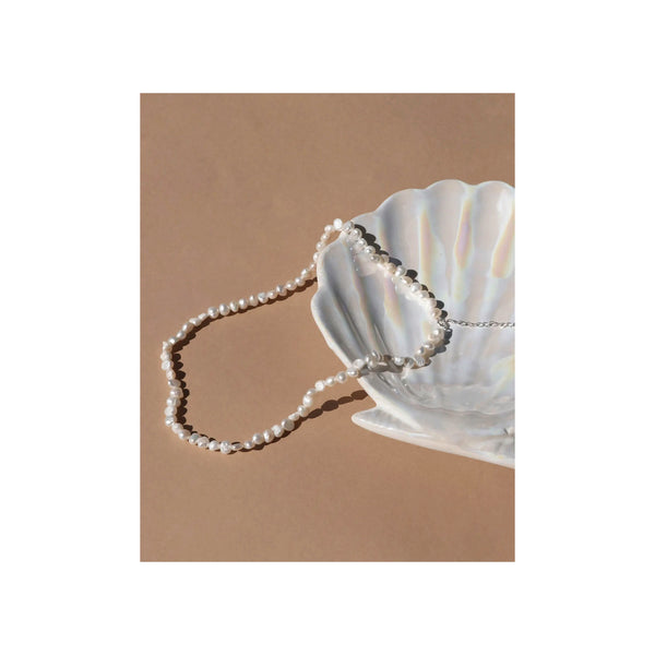 crown and birch pearl choker white front