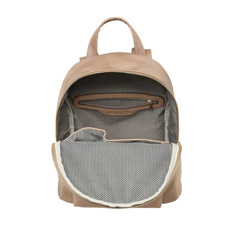 crown and birch phina backpack taupe open