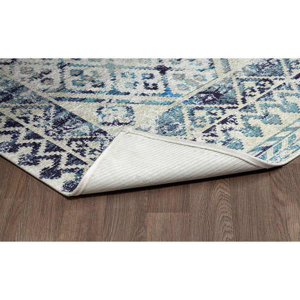 crown and birch shiloh distressed washable rug blue back