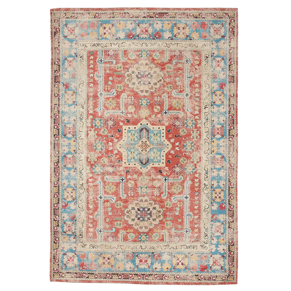 crown and birch shiloh washable rug orange blue front
