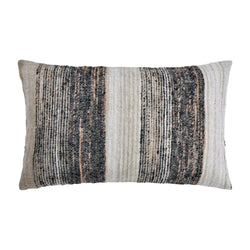 crown and birch weston grey multi stripe lumbar pillow front
