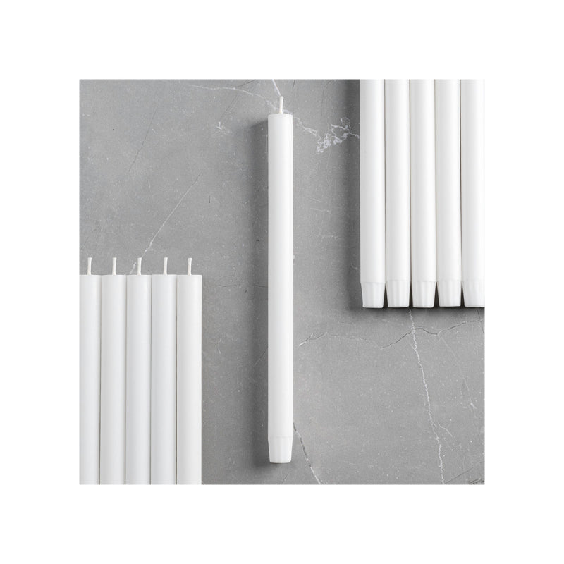 crown and birch white wax taper candle 12 group