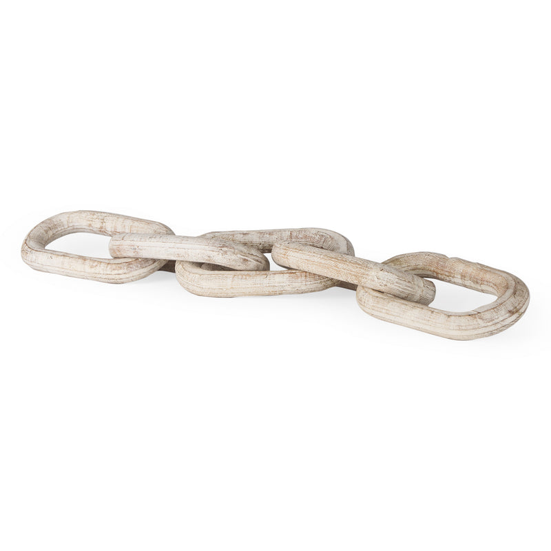 crown and birch wooden chain links beige front